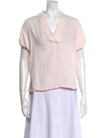 Pre-owned Xirena V-neck Short Sleeve Blouse In Pink