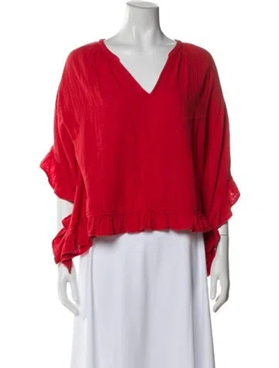 Pre-owned Xirena V-neck Short Sleeve Blouse In Pink