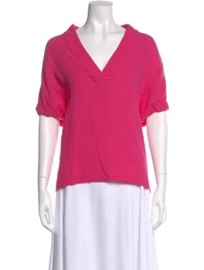 Pre-owned Xirena V-neck Short Sleeve Blouse In Pink