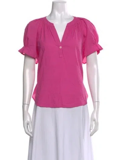 Pre-owned Xirena V-neck Short Sleeve Blouse In Pink