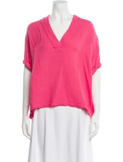 Pre-owned Xirena V-neck Short Sleeve Blouse In Pink