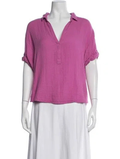 Pre-owned Xirena V-neck Short Sleeve Blouse In Pink
