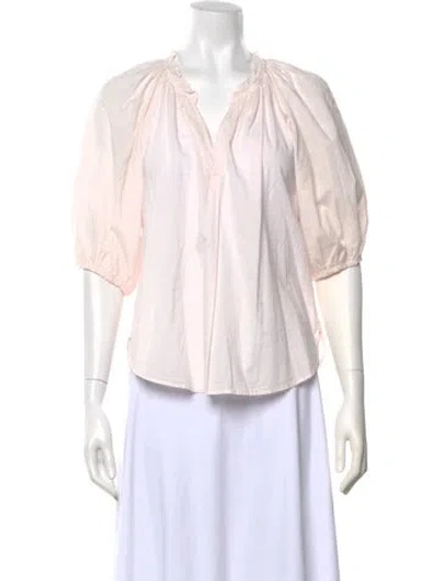 Pre-owned Xirena V-neck Short Sleeve Blouse In Pink