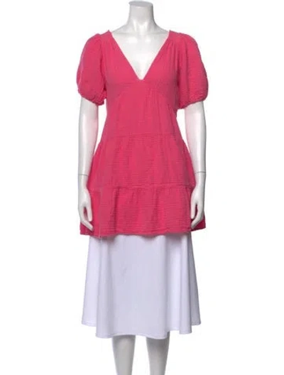 Pre-owned Xirena V-neck Short Sleeve Blouse In Pink