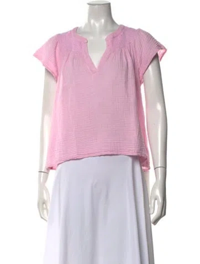 Pre-owned Xirena V-neck Short Sleeve Blouse In Pink
