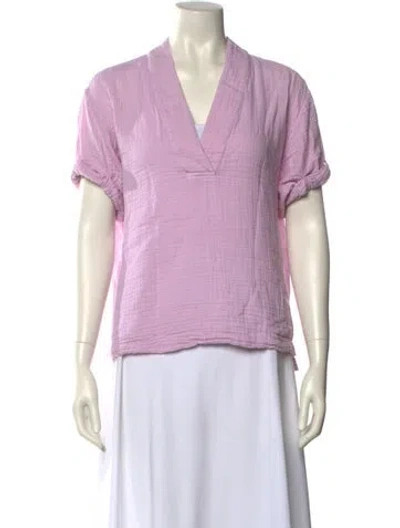 Pre-owned Xirena V-neck Short Sleeve Blouse In Purple