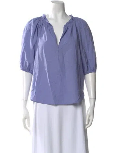 Pre-owned Xirena V-neck Short Sleeve Blouse In Purple