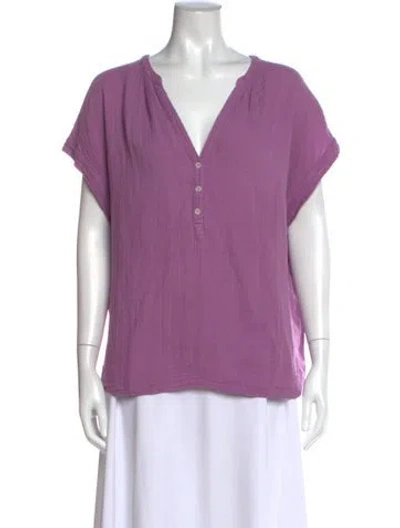 Pre-owned Xirena V-neck Short Sleeve Blouse In Purple