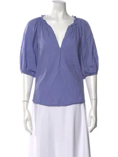 Pre-owned Xirena V-neck Short Sleeve Blouse In Purple