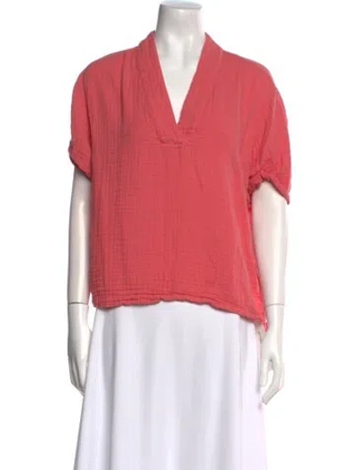 Pre-owned Xirena V-neck Short Sleeve Blouse In Red