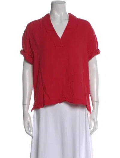 Pre-owned Xirena V-neck Short Sleeve Blouse In Red