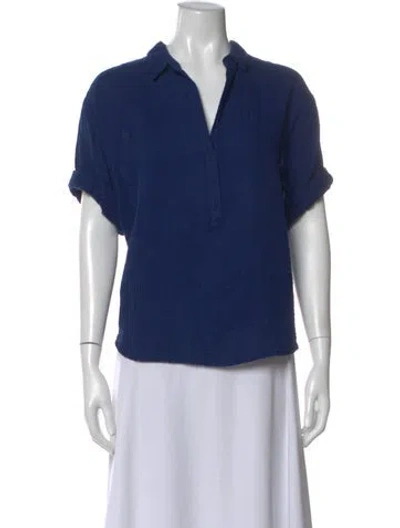 Pre-owned Xirena V-neck Short Sleeve Blouse W/ Tags In Blue