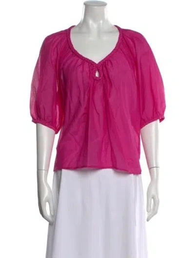 Pre-owned Xirena V-neck Short Sleeve Blouse W/ Tags In Pink