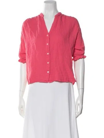 Pre-owned Xirena V-neck Short Sleeve Blouse W/ Tags In Pink