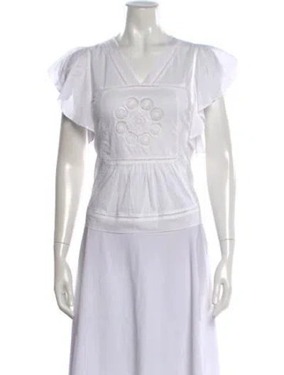 Pre-owned Xirena V-neck Short Sleeve Blouse W/ Tags In White