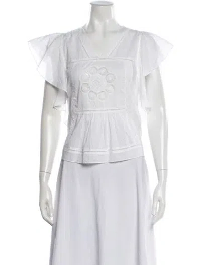 Pre-owned Xirena V-neck Short Sleeve Blouse W/ Tags In White