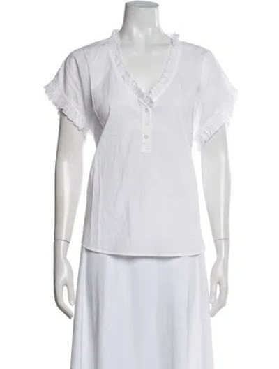 Pre-owned Xirena V-neck Short Sleeve Blouse W/ Tags In White