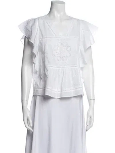 Pre-owned Xirena V-neck Short Sleeve Blouse W/ Tags In White