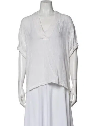 Pre-owned Xirena V-neck Short Sleeve Blouse In White