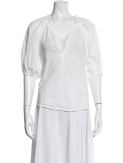 Pre-owned Xirena V-neck Short Sleeve Blouse In White