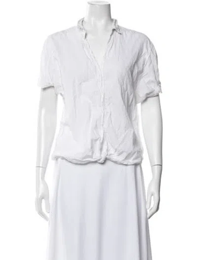 Pre-owned Xirena V-neck Short Sleeve Blouse In White