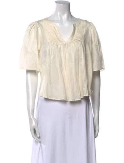 Pre-owned Xirena V-neck Short Sleeve Crop Top In Neutral