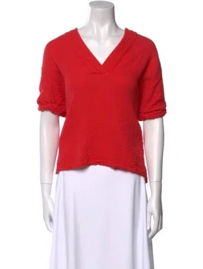 Pre-owned Xirena V-neck Short Sleeve Crop Top In Red