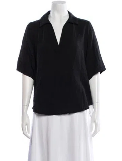 Pre-owned Xirena V-neck Short Sleeve Top In Black
