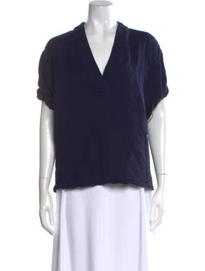 Pre-owned Xirena V-neck Short Sleeve Top In Blue