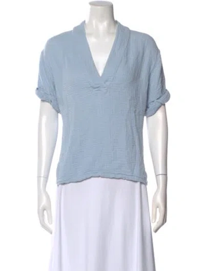 Pre-owned Xirena V-neck Short Sleeve Top In Blue