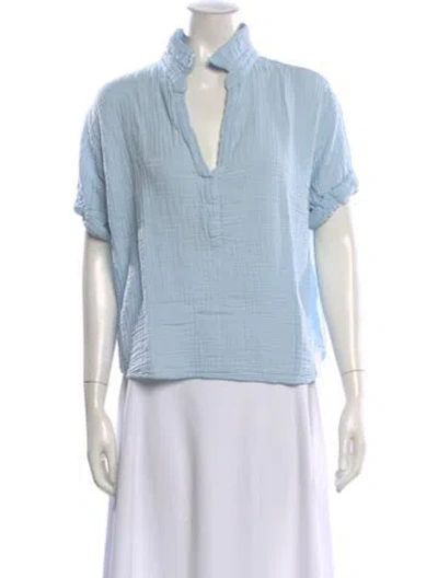Pre-owned Xirena V-neck Short Sleeve Top In Blue