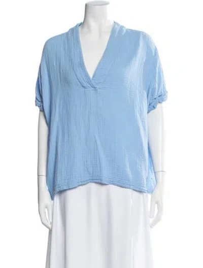 Pre-owned Xirena V-neck Short Sleeve Top In Blue