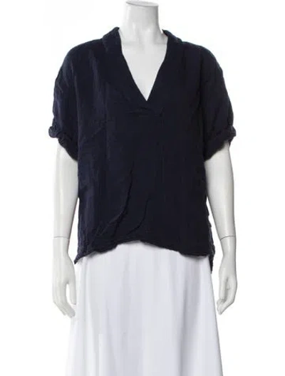 Pre-owned Xirena V-neck Short Sleeve Top In Blue
