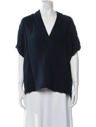 Pre-owned Xirena V-neck Short Sleeve Top In Blue