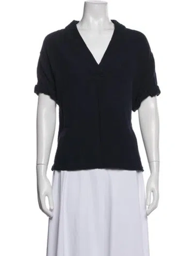 Pre-owned Xirena V-neck Short Sleeve Top In Blue