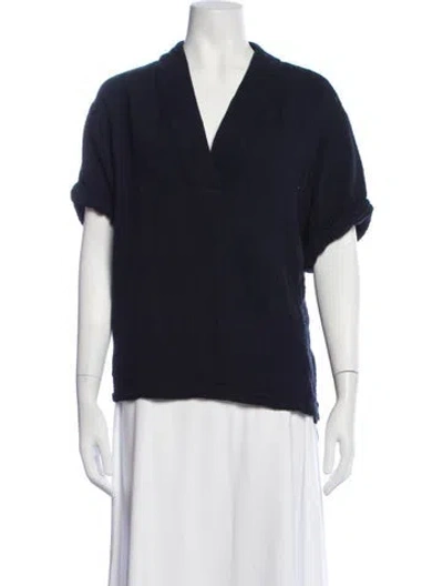 Pre-owned Xirena V-neck Short Sleeve Top In Blue
