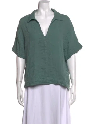 Pre-owned Xirena V-neck Short Sleeve Top In Green