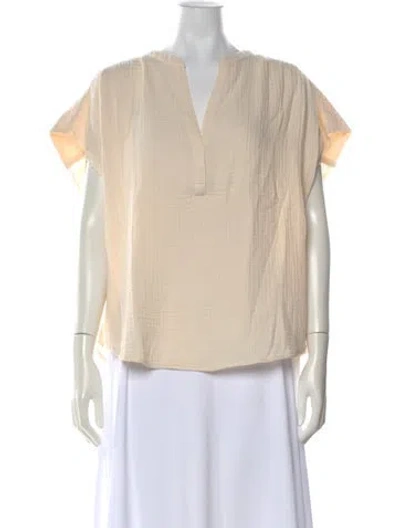 Pre-owned Xirena V-neck Short Sleeve Top In Neutral