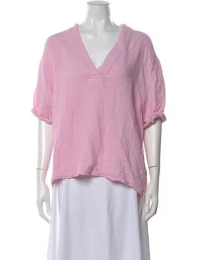 Pre-owned Xirena V-neck Short Sleeve Top In Pink
