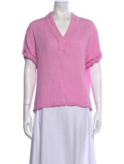 Pre-owned Xirena V-neck Short Sleeve Top In Pink
