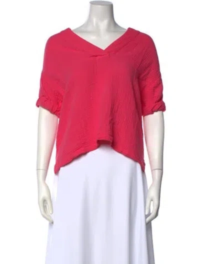 Pre-owned Xirena V-neck Short Sleeve Top In Pink