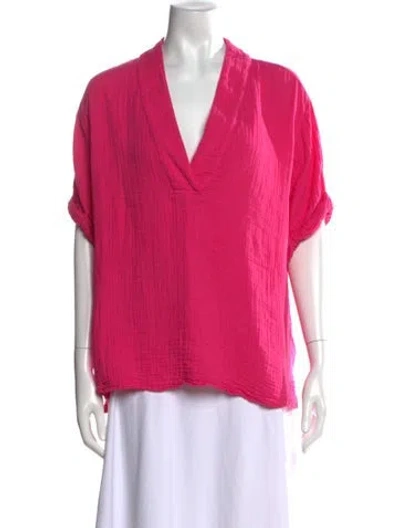 Pre-owned Xirena V-neck Short Sleeve Top In Pink