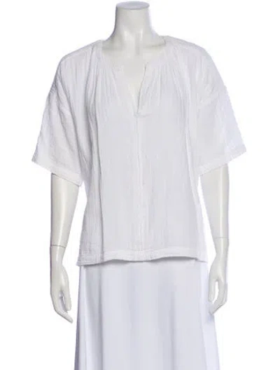 Pre-owned Xirena V-neck Short Sleeve Top In White