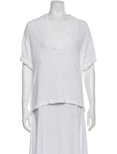Pre-owned Xirena V-neck Short Sleeve Top In White