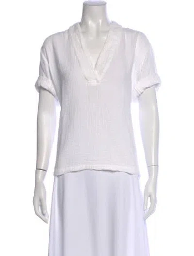 Pre-owned Xirena V-neck Short Sleeve Top In White