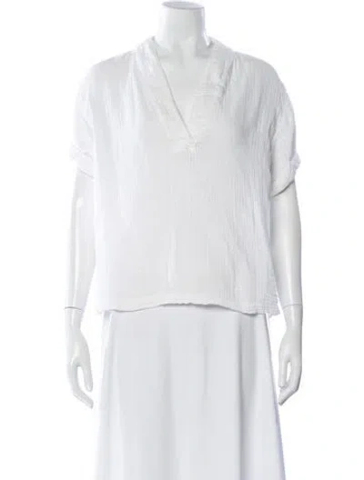 Pre-owned Xirena V-neck Short Sleeve Top In White