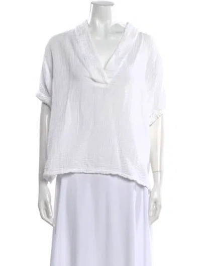 Pre-owned Xirena V-neck Short Sleeve Top In White