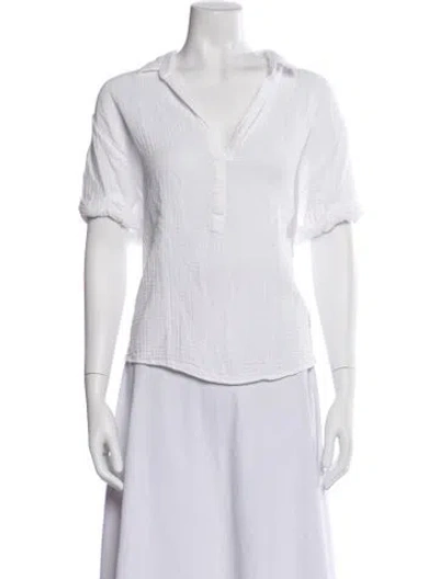 Pre-owned Xirena V-neck Short Sleeve Top In White