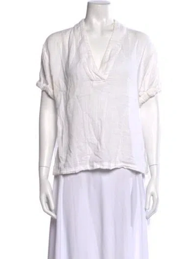 Pre-owned Xirena V-neck Short Sleeve Top In White