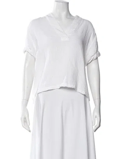 Pre-owned Xirena V-neck Short Sleeve Top In White